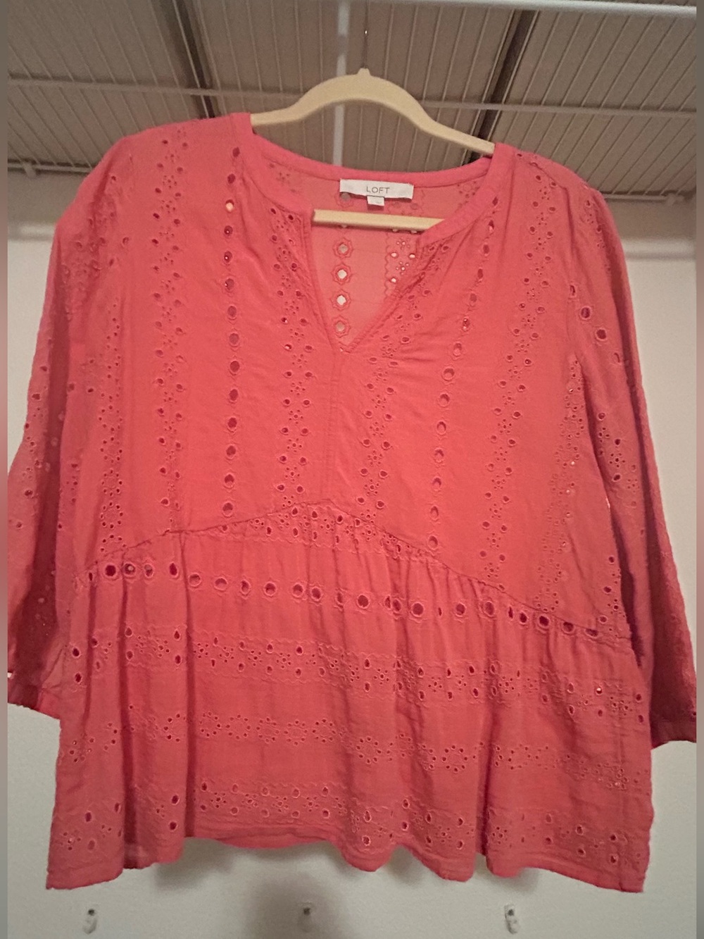 LOFT Coral Eyelet Tunic Top